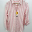 C&C California  Red White Striped 100% Linen Shirt Women's Size Large L NWT Photo 6