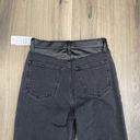 Abercrombie & Fitch NEW A&F Abercrombie 90s Straight High Rise Jeans Sz 25 0 L Black Leather Trim Photo 12