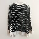 Michael Kors MICHAEL  Black White Polka Dot Gold Button Down Cardigan Sweater M Photo 2