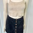 Stradivarius Button Down Black Denim Mini Skirt w/ Copper Buttons Photo 1