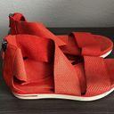 Eileen Fisher  Orange Low Wedge Sandals Size 7.5 Leather Upper Open Toe Back Zip Photo 3