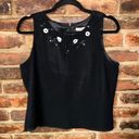 Adrianna Papell  Evening Essentials Black Beaded Sleeveless Blouse Womens Size PL Photo 0