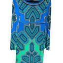 Jones New York Vintage  Dress Womens Size 8 Stretch Aqua Blue Geometric Patterns Photo 0