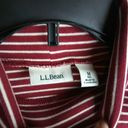 L.L.Bean  Deep Red White Cowl Neck Stripe Blouse M Photo 3