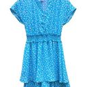 Sienna Sky  Women White Small Floral Aqua Blue Mini Dress Medium Photo 0