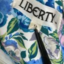 Vintage‎ Liberty Dress Apron Style Faux Wrap Side Ties Square Neck Blue Floral Size M Photo 3