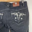 Antik Denim Y2K  Black Embroidered Distressed Stretch Bootcut Western Jeans 28 Photo 7