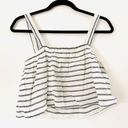 Ten Sixty Sherman  Crop Tank Large White Ivory Navy Linen Stripe Women Top Summer Photo 3