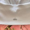 Alo Yoga white sports bra ribbed cross back Photo 2