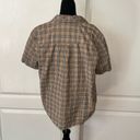 Polo VTG TAN & BLACK GINGHAM PLAID EMBROIDERED ROSE BUTTON UP  Photo 1