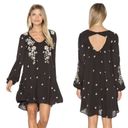 Free People  Dress Womens Medium Sweet Tennessee Mini Black Embroidered Boho Photo 1