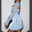 Oh Polly long Sleeve Embellished A-Line Mini Dress In Blue Photo 4