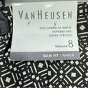 Van Heusen NEW  Slim Fit Ankle Stretch Pants Tan Black Medallion Print Size 8 Photo 9