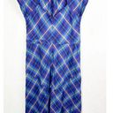 Patagonia  Size 6 Dress Blue Purple Plaid Midi Long Short Sleeve Shift 1135 Photo 1