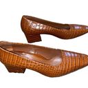 PARKE Marion  Brown Snake Embossed Leather Square Toe Block Heels Size 37/6.5-7 Photo 4