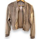 Victoria's Secret  Velour Bomber Cropped Jacket Elastic Waist Taupe Women's M NWT Photo 3