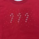 Vintage Candy Cane Studded Christmas Sweatshirt XL Sweater Crewneck Holiday Red Photo 1