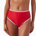 Free People Its Now Cool Waisted Duo Bikini Briefs Stretch Nylon Red White Contrast Size 8 Photo 1