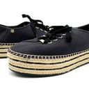 DKNY  Womens 9.5 Adrian Platform Canvas Espadrille Sneaker Black Gold Preppy Photo 0