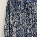 LuLaRoe Navy Blue Silver Metallic Pattern Pleated Accordion Midi Tea Skirt NWT Photo 1