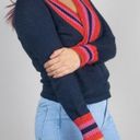 C/MEO COLLECTIVE  Long Sleeve V-Neck Crossover Sweater - Stripes - Navy Multi Photo 1