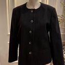 Neiman Marcus Sasson Black White Wool blend Pinstripe Blazer Jewel Neck Photo 1