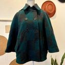 Anthropologie  Cartonnier Green Buffalo Plaid Checkered Coat Cape Wool Blend Photo 0