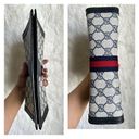 Gucci PVC Leather Sherry Line Pouch Clutch Bag Navy Blue/Red/Grey Photo 8