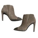 joe's jeans Anthropologie  Taupe Suede Stiletto Ankle Boots‎ Chain Cap Toe Sz 8.5 Photo 0