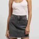 Volcom Women's High Waisted Raw Hem Black Denim Mini Skirt Size S Photo 1