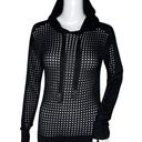 Joseph Ribkoff  Shirt Womens XS Black Silver Perforated Sweatshirt Hoodie Updated Photo 0