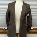 Wishlist S //  Apparel NWT Brown Linen Blend Ruched Sleeve Open Front Blazer Photo 0