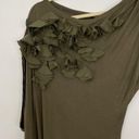 Lucy Paris New Lucy & Co Petal One Shoulder Dolman Tunic Embellished Mini Dress Green M/L Photo 9