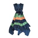 Ulla Johnson  Maysha Striped Pleated Handkerchief Dress Midnight Photo 3