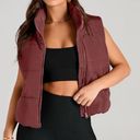 Maroon Puffer Vest Red Photo 1