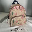 Coach Mini Court Backpack In Signature Canvas With Heart Cherry Print Photo 2