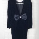 Glamorous Vintage Velvet Black Low Back Bow Detail  Little Back Dress Size 4 Photo 0