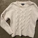 American Eagle  XS Crew Neck Cream Pullover Sweater Cable Knit Ivory Women's Photo 0