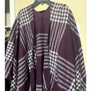 V. Fraas  Womens Poncho Sweater One Size Purple Plaid Fringe Ruana Wrap Photo 2