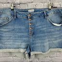 Ava & Viv  Shorts Mid Rise Midi Blue Denim 5 Pockets Button Fly Stretch 24W Photo 0