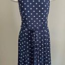 Ralph Lauren Lauren  navy polka dot stretch jersey sleeveless dress with belt Photo 9