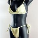 SheIn  Ruched Side Tie String Bikini Two Piece Set Swimsuit Yellow Medium Photo 8