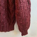 JACK  Winter Sweater Handmade Burgundy Crew Neck 
Puff Sleeve Cable Knit Sz L GUC Photo 5