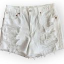 American Eagle  White Ripped Distressed High Waisted 90s Boyfriend Jean Shorts 8 Photo 0