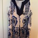 Tommy Bahama Blue and White Feather and Stripe Print Tunic, Women’s Large Photo 0