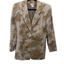 Jennifer Moore VTG  Taupe Floral Watercolor Print  Linen Jacket Blazer Sz… Photo 3