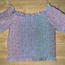 Revolve Petersyn Kinsey Smocked Off The Shoulder Ruffle Top in Pink/Blue/Purple - Large Photo 12