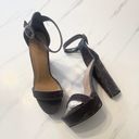 Bamboo Cute Gray velvet ankle straps platform sandals high heels Photo 2