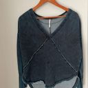 Free People  Denim Blue and Black Tie Dye Pullover Sweatshirt Size XS Photo 6