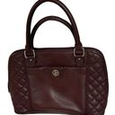 Giani Bernini  Womens Quilted Dome Satchel Handbag Maroon Leather Zipper Photo 4